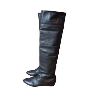 Vintage 80's Flat Black Leather Riding Boots size 7.5‎  Women's 90's minimalism